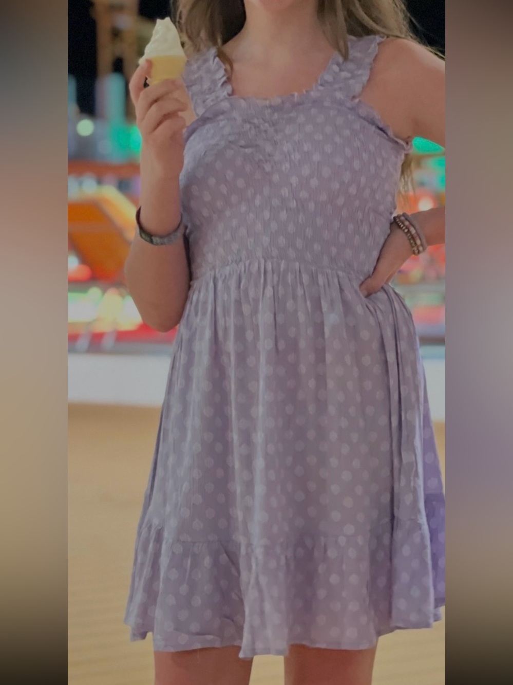 Smocked Lavender Casual Sundress with Ruffle Straps